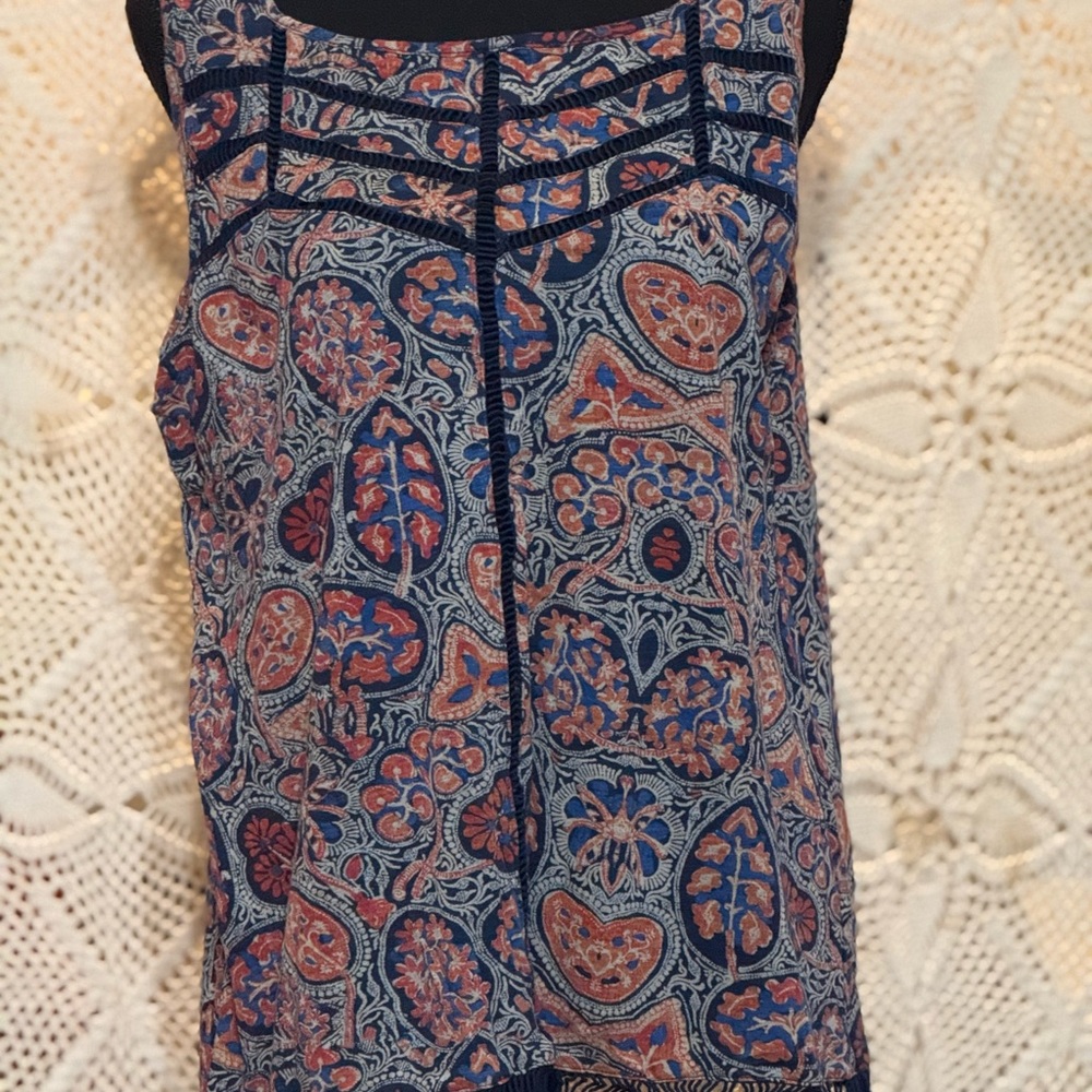 Lucky Brand Blue and Pink Graphic Tank Top